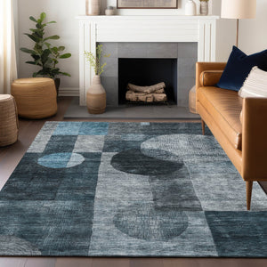 Homeroots 3' Stylish Geometric Indoor Outdoor Area Rug - Washable, Stain-resistant, Perfect For High Traffic Spaces 8' X 10' Polyester 604345