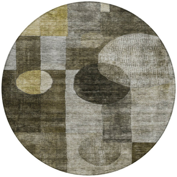 Homeroots 3' Stylish Geometric Indoor Outdoor Area Rug - Washable, Stain-resistant, Perfect For High Traffic Spaces 8' Round Polyester 604350