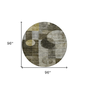 Homeroots 3' Stylish Geometric Indoor Outdoor Area Rug - Washable, Stain-resistant, Perfect For High Traffic Spaces 8' Round Polyester 604350