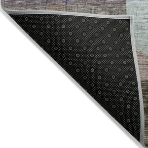 Homeroots 3' Abstract Washable Area Rug In Brown, Blue & Green - Perfect For Indoor & Outdoor Spaces! 9' X 12' Polyester 604358