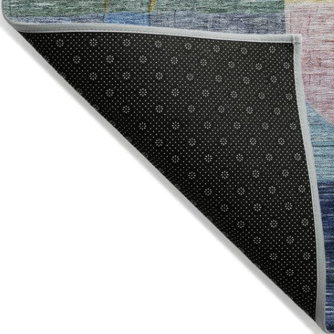 Homeroots 3' Abstract Washable Area Rug In Brown, Blue & Green - Perfect For Indoor & Outdoor Spaces! 9' X 12' Polyester 604364