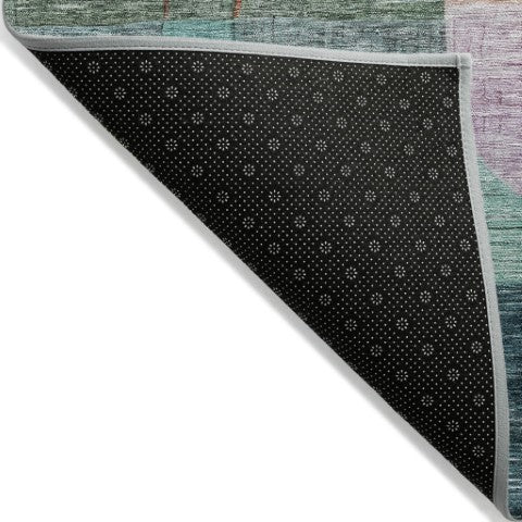 Homeroots 3' Abstract Washable Area Rug In Brown, Blue & Green - Perfect For Indoor & Outdoor Spaces! 5' X 8' Polyester 604367