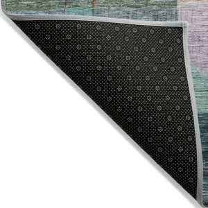 Homeroots 3' Abstract Washable Area Rug In Brown, Blue & Green - Perfect For Indoor & Outdoor Spaces! 8' X 10' Polyester 604369