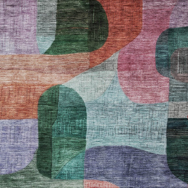 Homeroots 3' Abstract Washable Area Rug In Brown, Blue & Green - Perfect For Indoor & Outdoor Spaces! 9' X 12' Polyester 604370