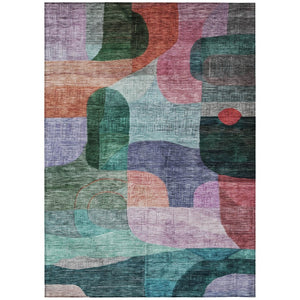 HomeRoots 5' Vibrant Abstract Washable Area Rug - Durable Indoor/Outdoor Use, Perfect for High-Traffic Spaces 10' X 14' 604371