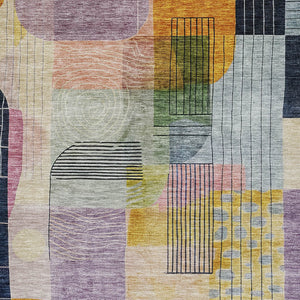 Homeroots 3' Abstract Washable Area Rug In Blue Gray And Charcoal - Durable Indoor Outdoor Decor Solution 3' X 5' Polyester 604378