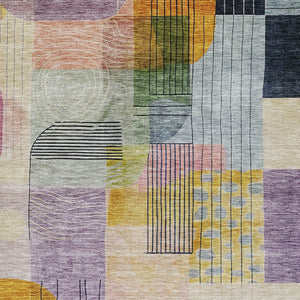 Homeroots 3' Abstract Washable Area Rug In Blue Gray And Charcoal - Durable Indoor Outdoor Decor Solution 5' X 8' Polyester 604379