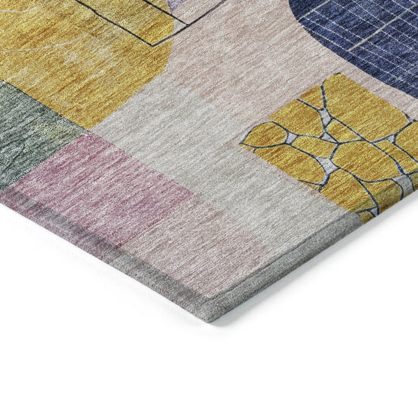 Homeroots 3' Abstract Washable Area Rug In Blue Gray And Charcoal - Durable Indoor Outdoor Decor Solution 8' X 10' Polyester 604381