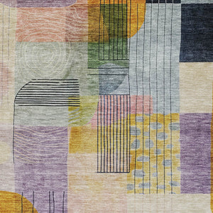 Homeroots 3' Abstract Washable Area Rug In Blue Gray And Charcoal - Durable Indoor Outdoor Decor Solution 8' X 10' Polyester 604381