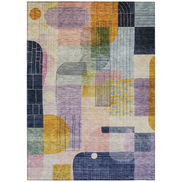 HomeRoots 9' X 12' Stylish Plum Purple and Copper Abstract Rug - Washable, Durable, Indoor/Outdoor Versatility! 604382