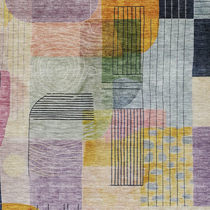 Homeroots 3' Abstract Washable Area Rug In Blue Gray And Charcoal - Durable Indoor Outdoor Decor Solution 9' X 12' Polyester 604382