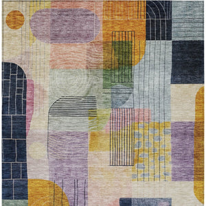 Homeroots 3' Abstract Washable Area Rug In Blue Gray And Charcoal - Durable Indoor Outdoor Decor Solution 10' X 14' Polyester 604383