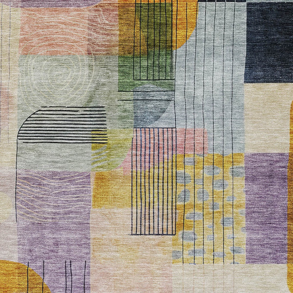 Homeroots 3' Abstract Washable Area Rug In Blue Gray And Charcoal - Durable Indoor Outdoor Decor Solution 10' X 14' Polyester 604383