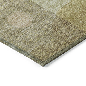 Homeroots 3' Artichoke Green Gray Charcoal Geometric Washable Area Rug For Indoor And Outdoor Spaces 3' X 5' Polyester 604396