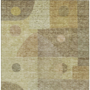 Homeroots 3' Artichoke Green Gray Charcoal Geometric Washable Area Rug For Indoor And Outdoor Spaces 5' X 8' Polyester 604397