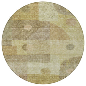 Homeroots 3' Artichoke Green Gray Charcoal Geometric Washable Area Rug For Indoor And Outdoor Spaces 8' Round Polyester 604398