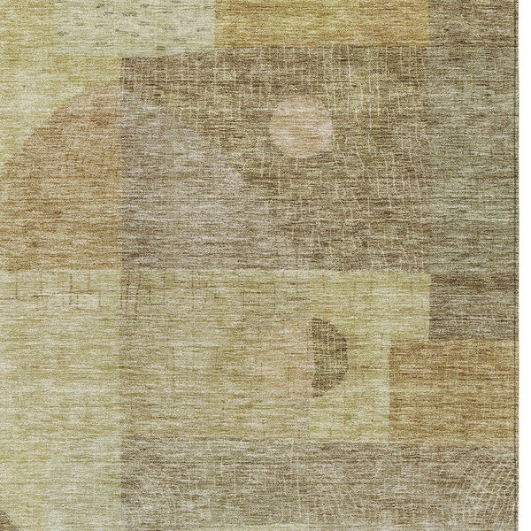 Homeroots 3' Artichoke Green Gray Charcoal Geometric Washable Area Rug For Indoor And Outdoor Spaces 8' X 10' Polyester 604399