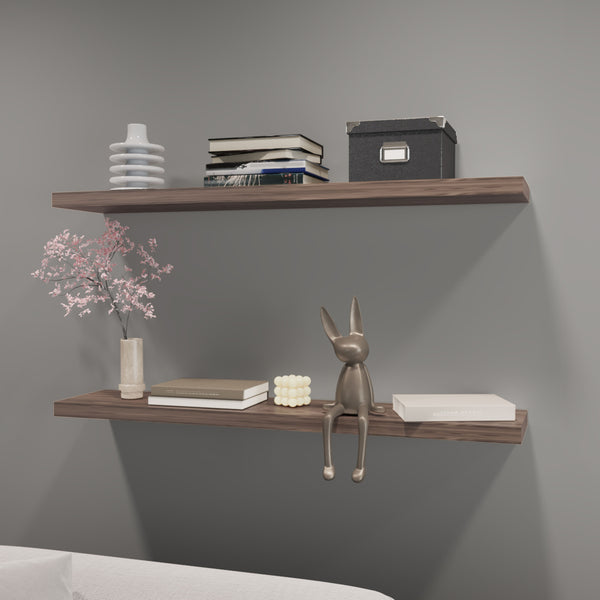 English Elm Greer Melamine Floating Shelves Set of 2 Cognac — 47.3" Wide Minimalist Wall Display, Durable Mounting B128P237169
