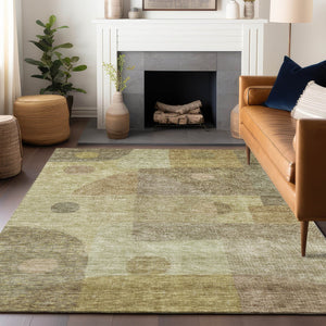 Homeroots 3' Artichoke Green Gray Charcoal Geometric Washable Area Rug For Indoor And Outdoor Spaces 10' X 14' Polyester 604401