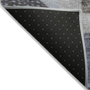 Homeroots 3' Artichoke Green Gray Charcoal Geometric Washable Area Rug For Indoor And Outdoor Spaces 8' X 10' Polyester 604405