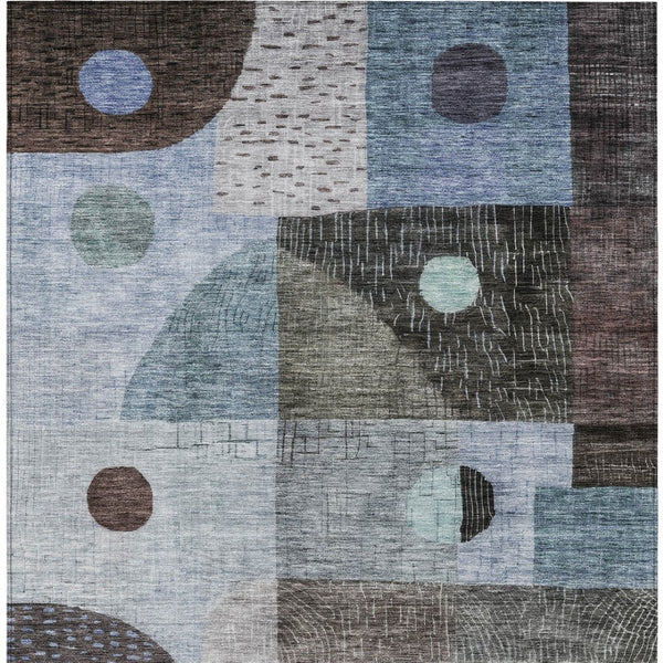 Homeroots 3' Artichoke Green Gray Charcoal Geometric Washable Area Rug For Indoor And Outdoor Spaces 9' X 12' Polyester 604406