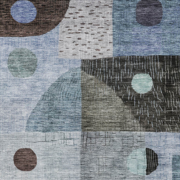 Homeroots 3' Artichoke Green Gray Charcoal Geometric Washable Area Rug For Indoor And Outdoor Spaces 9' X 12' Polyester 604406