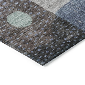 Homeroots 3' Artichoke Green Gray Charcoal Geometric Washable Area Rug For Indoor And Outdoor Spaces 10' X 14' Polyester 604407