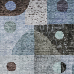 Homeroots 3' Artichoke Green Gray Charcoal Geometric Washable Area Rug For Indoor And Outdoor Spaces 10' X 14' Polyester 604407