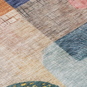 Homeroots 3' Artichoke Green Gray Charcoal Geometric Washable Area Rug For Indoor And Outdoor Spaces 8' X 10' Polyester 604411