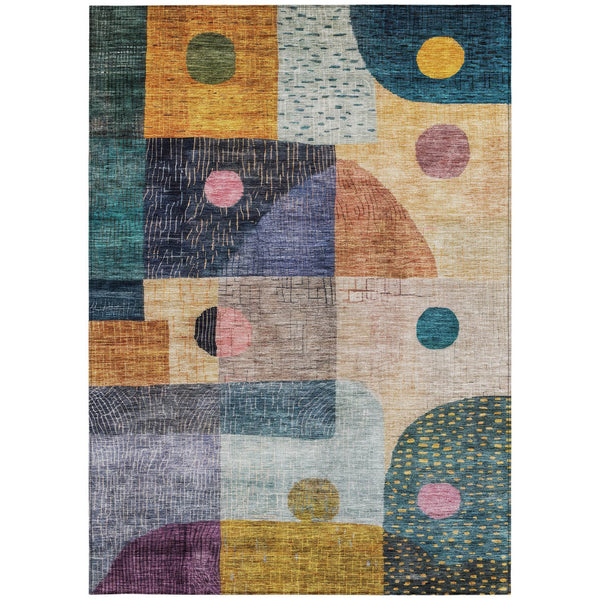 Homeroots 3' Artichoke Green Gray Charcoal Geometric Washable Area Rug For Indoor And Outdoor Spaces 10' X 14' Polyester 604413