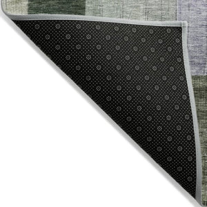 Homeroots 3' Artichoke Green Gray Charcoal Geometric Washable Area Rug For Indoor And Outdoor Spaces 5' X 8' Polyester 604415
