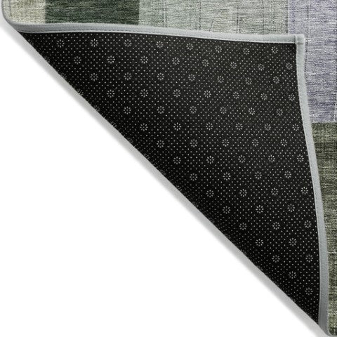 Homeroots 3' Artichoke Green Gray Charcoal Geometric Washable Area Rug For Indoor And Outdoor Spaces 5' X 8' Polyester 604415