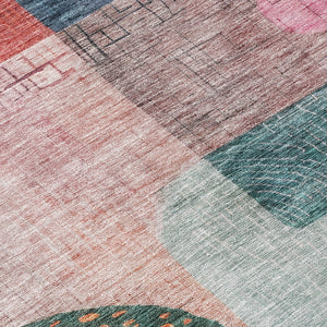 Homeroots 3' Artichoke Green Gray Charcoal Geometric Washable Area Rug For Indoor And Outdoor Spaces 8' Round Polyester 604422