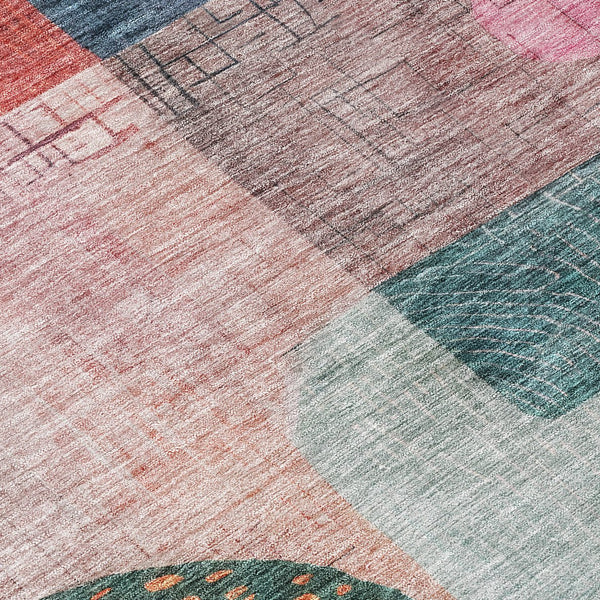 Homeroots 3' Artichoke Green Gray Charcoal Geometric Washable Area Rug For Indoor And Outdoor Spaces 8' Round Polyester 604422