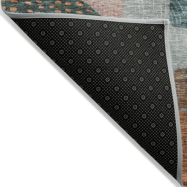 Homeroots 3' Artichoke Green Gray Charcoal Geometric Washable Area Rug For Indoor And Outdoor Spaces 8' X 10' Polyester 604423