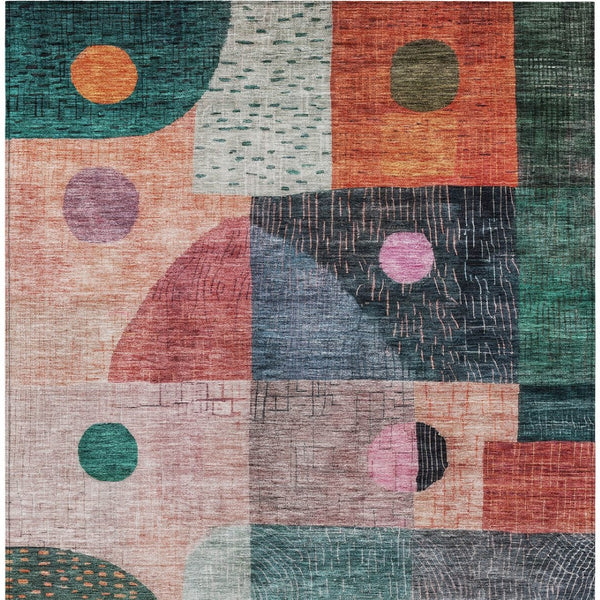 Homeroots 3' Artichoke Green Gray Charcoal Geometric Washable Area Rug For Indoor And Outdoor Spaces 9' X 12' Polyester 604424