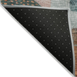 Homeroots 3' Artichoke Green Gray Charcoal Geometric Washable Area Rug For Indoor And Outdoor Spaces 9' X 12' Polyester 604424