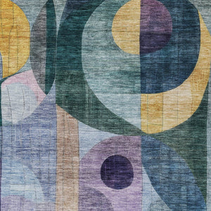 Homeroots 3' Stylish Blue Purple And Copper Abstract Washable Indoor-outdoor Area Rug For All Spaces 3' X 5' Polyester 604426