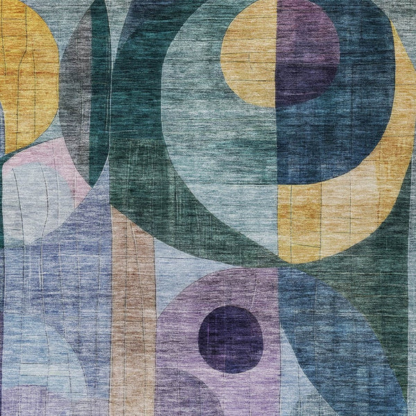 Homeroots 3' Stylish Blue Purple And Copper Abstract Washable Indoor-outdoor Area Rug For All Spaces 3' X 5' Polyester 604426