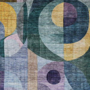 Homeroots 3' Stylish Blue Purple And Copper Abstract Washable Indoor-outdoor Area Rug For All Spaces 8' X 10' Polyester 604429