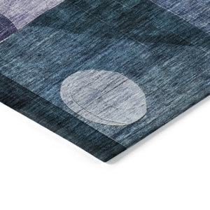 Homeroots 3' Stylish Blue Purple And Copper Abstract Washable Indoor-outdoor Area Rug For All Spaces 10' X 14' Polyester 604431
