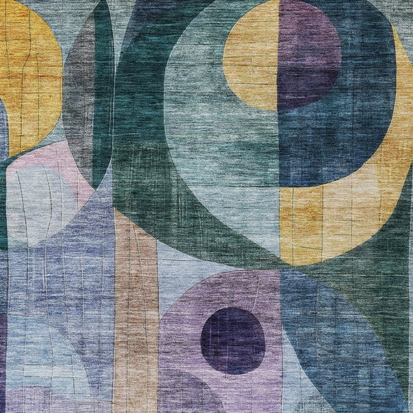 Homeroots 3' Stylish Blue Purple And Copper Abstract Washable Indoor-outdoor Area Rug For All Spaces 10' X 14' Polyester 604431