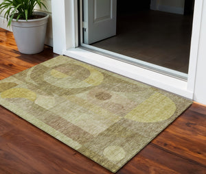 Homeroots 3' Stylish Blue Purple And Copper Abstract Washable Indoor-outdoor Area Rug For All Spaces 3' X 5' Polyester 604432