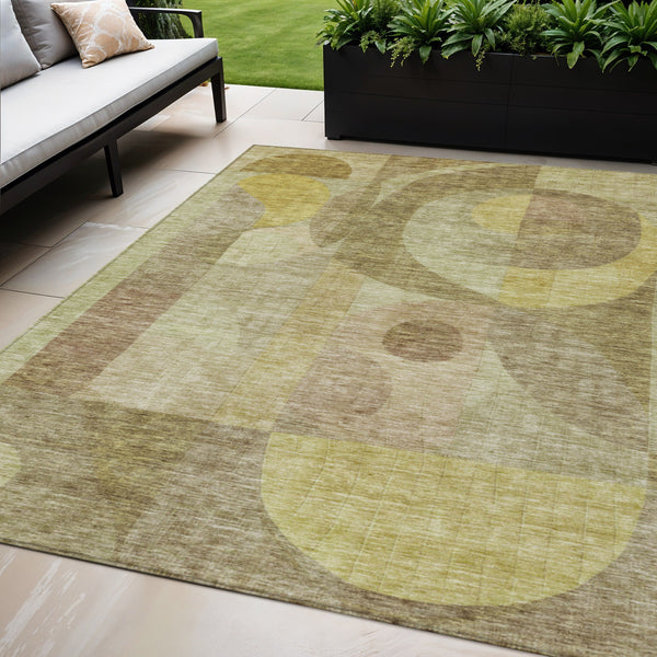 Homeroots 3' Stylish Blue Purple And Copper Abstract Washable Indoor-outdoor Area Rug For All Spaces 5' X 8' Polyester 604433