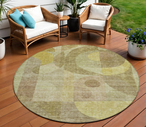 Homeroots 3' Stylish Blue Purple And Copper Abstract Washable Indoor-outdoor Area Rug For All Spaces 8' Round Polyester 604434