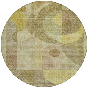 Homeroots 3' Stylish Blue Purple And Copper Abstract Washable Indoor-outdoor Area Rug For All Spaces 8' Round Polyester 604434