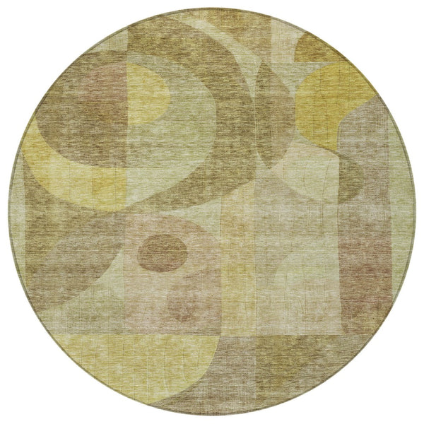 Homeroots 3' Stylish Blue Purple And Copper Abstract Washable Indoor-outdoor Area Rug For All Spaces 8' Round Polyester 604434