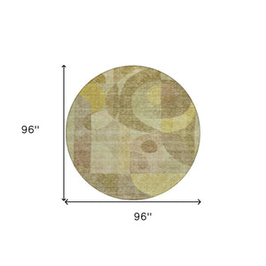 Homeroots 3' Stylish Blue Purple And Copper Abstract Washable Indoor-outdoor Area Rug For All Spaces 8' Round Polyester 604434