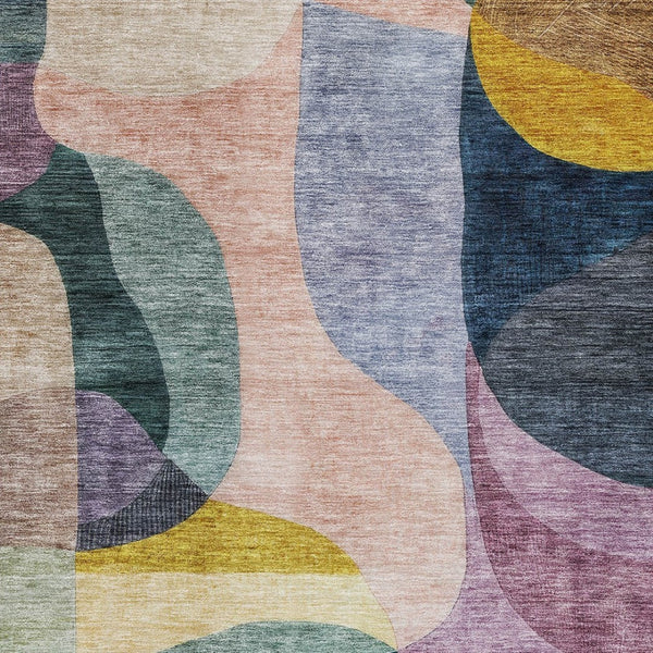 Homeroots 3' Vibrant Green, Purple, And Pink Abstract Washable Area Rug For Indoor And Outdoor Spaces 8' X 10' Polyester 604441