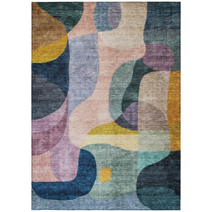 Homeroots 3' Vibrant Green, Purple, And Pink Abstract Washable Area Rug For Indoor And Outdoor Spaces 9' X 12' Polyester 604442